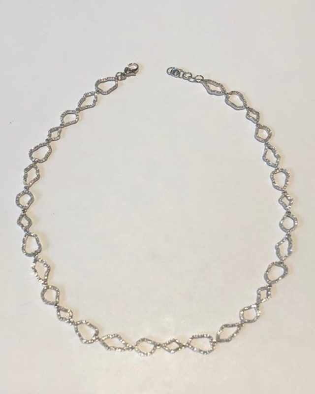 18K White Gold Micro Outlined Diamond Necklace